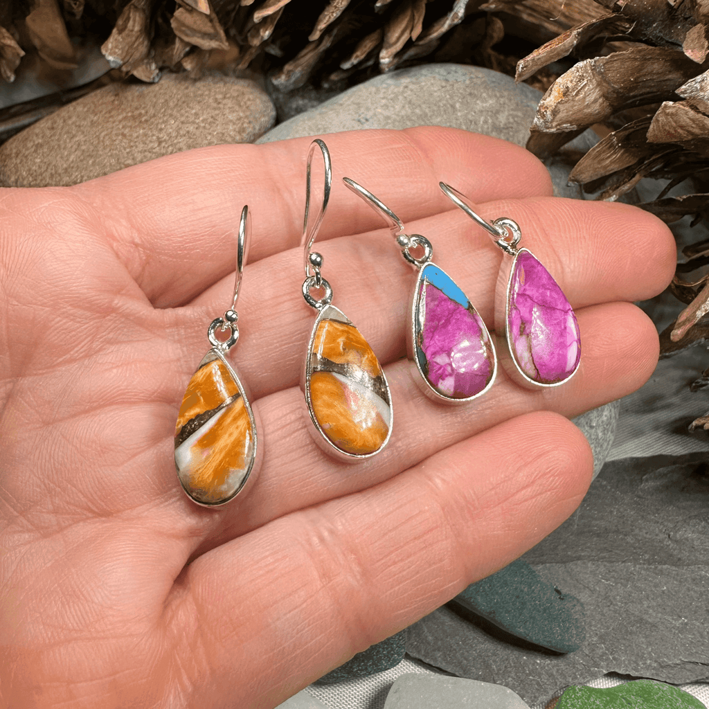 Classic Copper Turquoise Earrings - Teardrop Orange