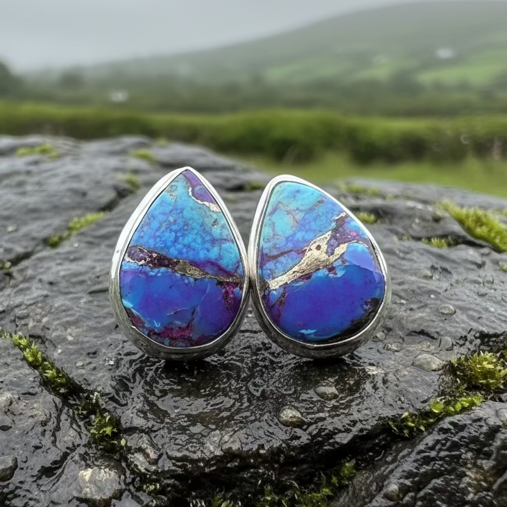 Classic Copper Turquoise Post Earrings