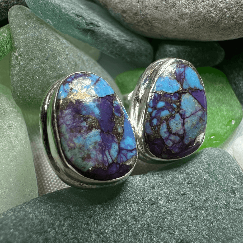 Classic Copper Turquoise Post Earrings - Organic Blue