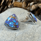 Classic Copper Turquoise Post Earrings - Teardrop Pink