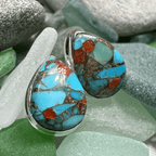 Classic Copper Turquoise Post Earrings - Teardrop Blue