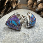 Classic Copper Turquoise Post Earrings - Triangle Purple