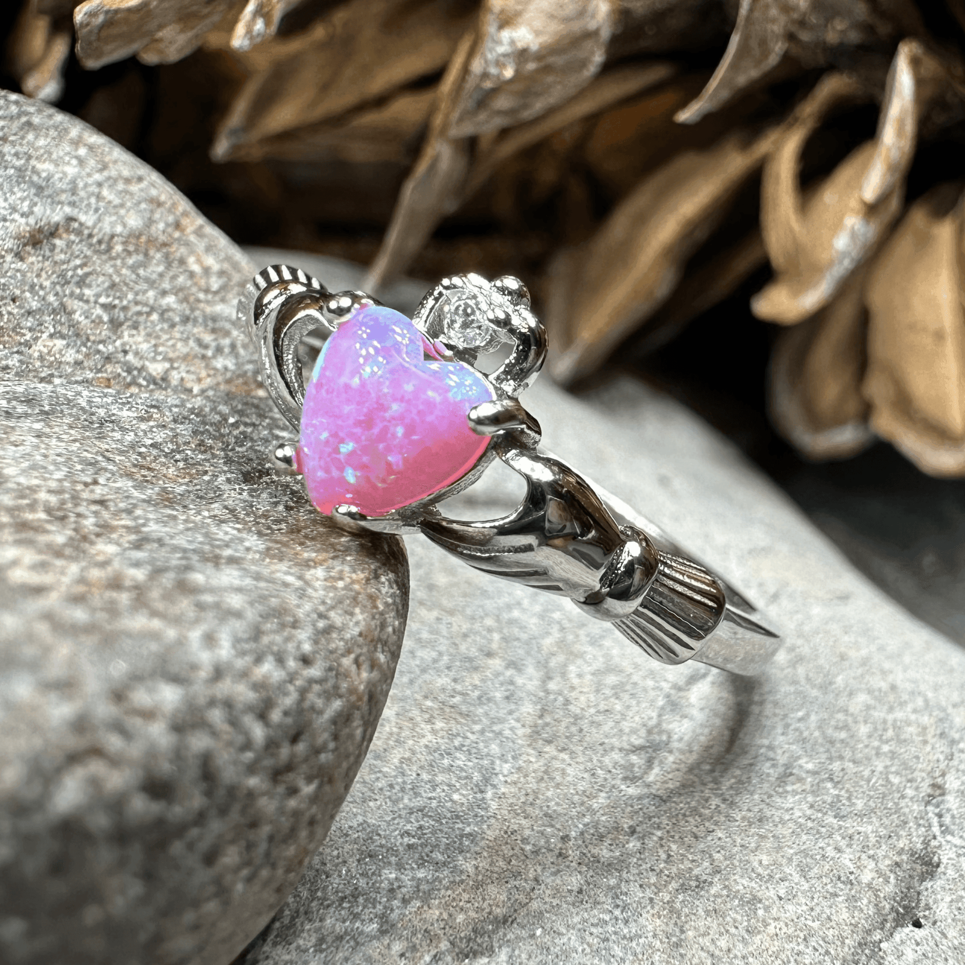 Glencora Claddagh Pink Opal Ring - 4