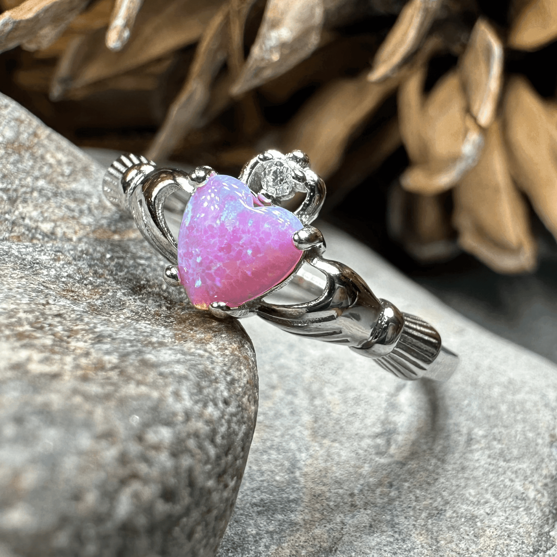 Glencora Claddagh Pink Opal Ring - 4