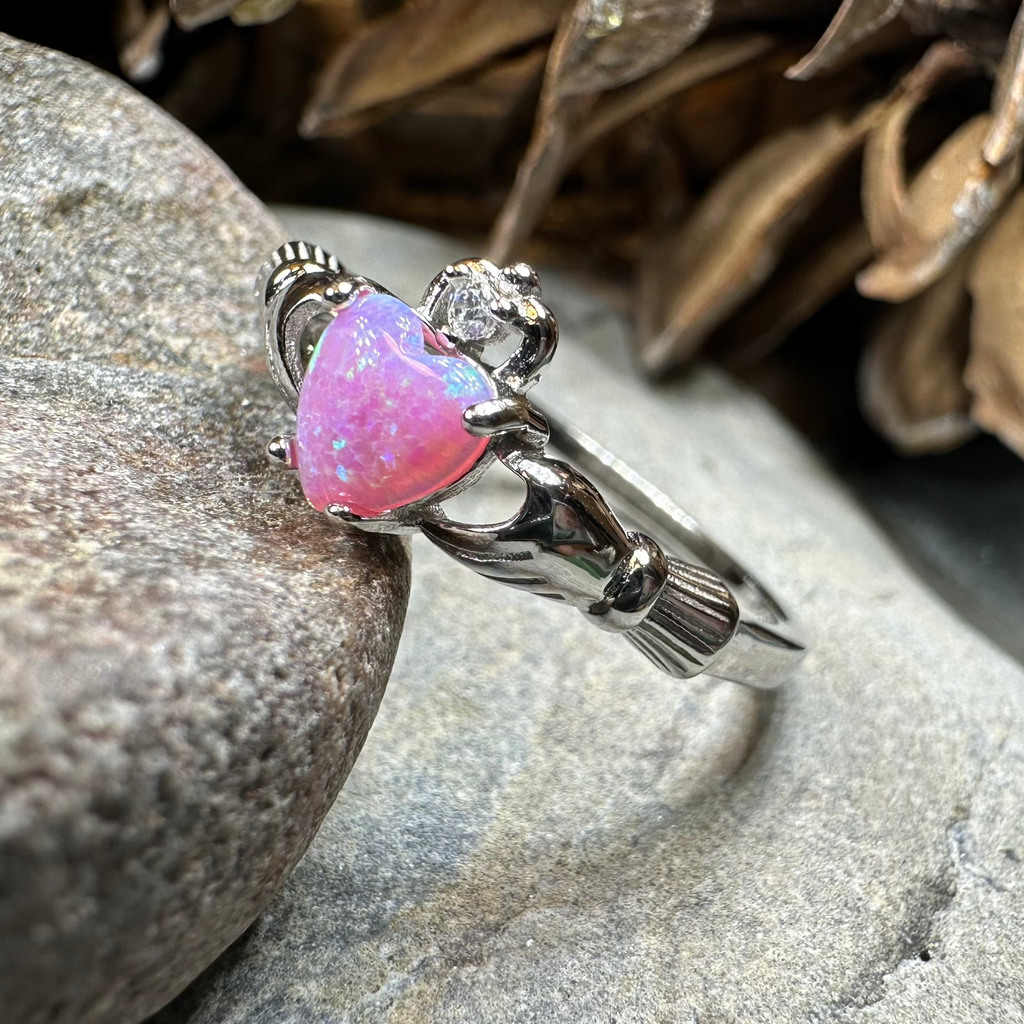 Glencora Claddagh Pink Opal Ring