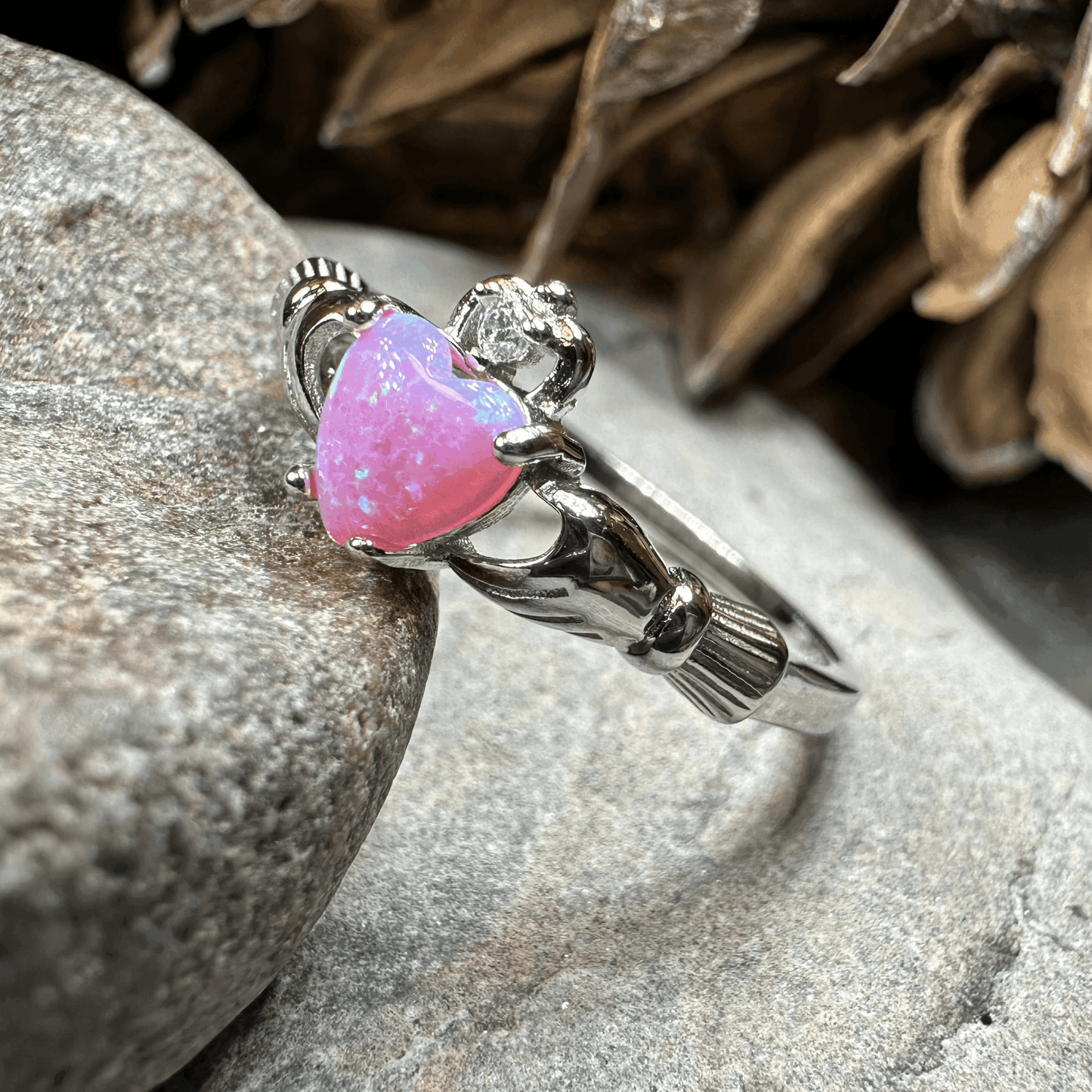 Glencora Claddagh Pink Opal Ring - 4
