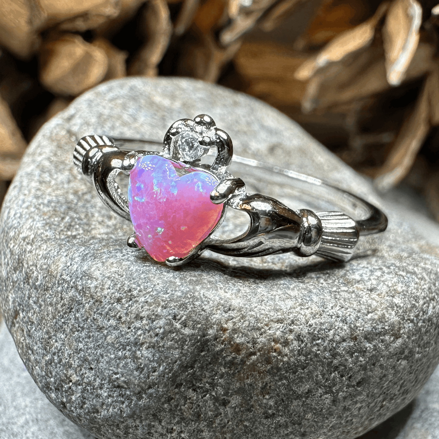 Glencora Claddagh Pink Opal Ring - 4