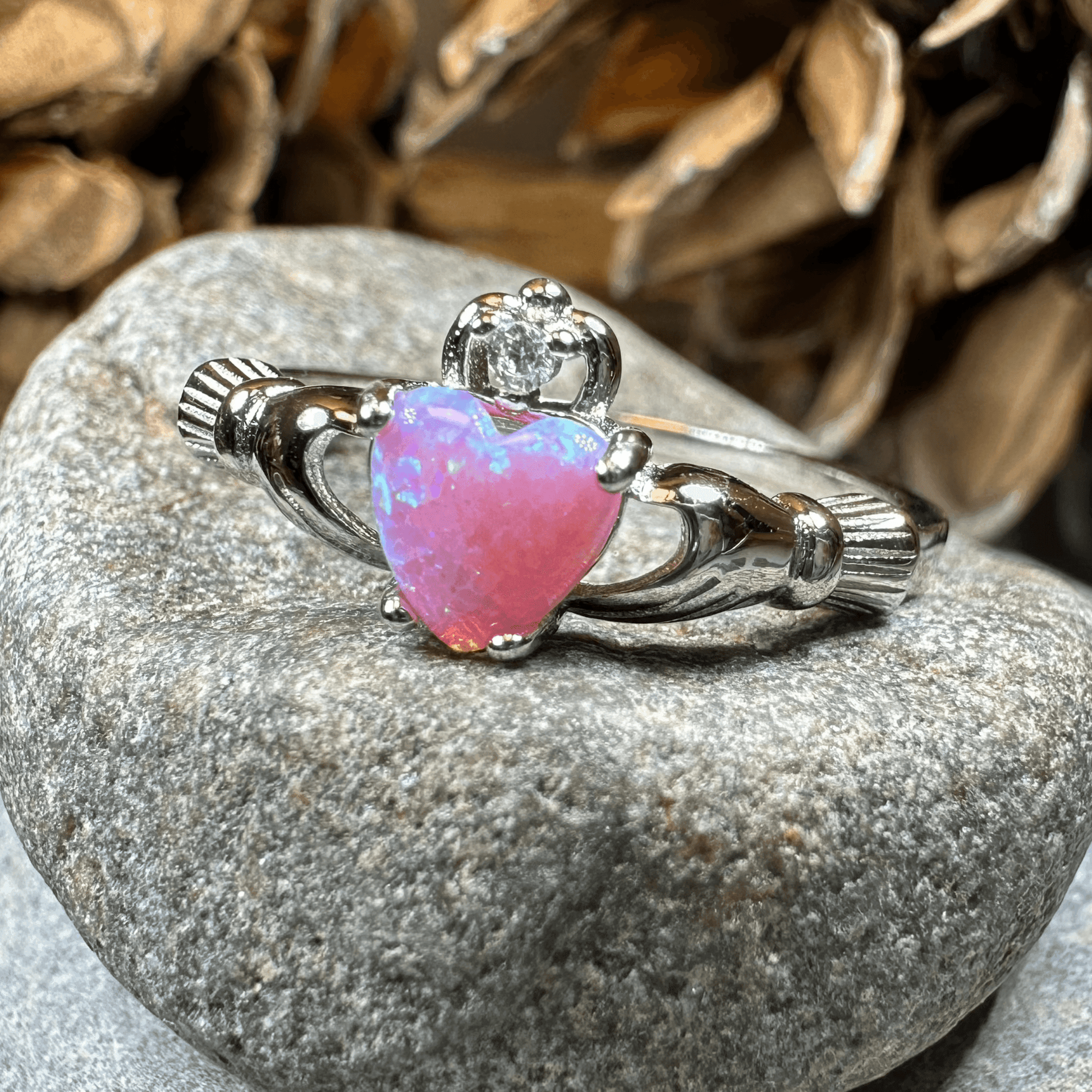 Glencora Claddagh Pink Opal Ring - 4