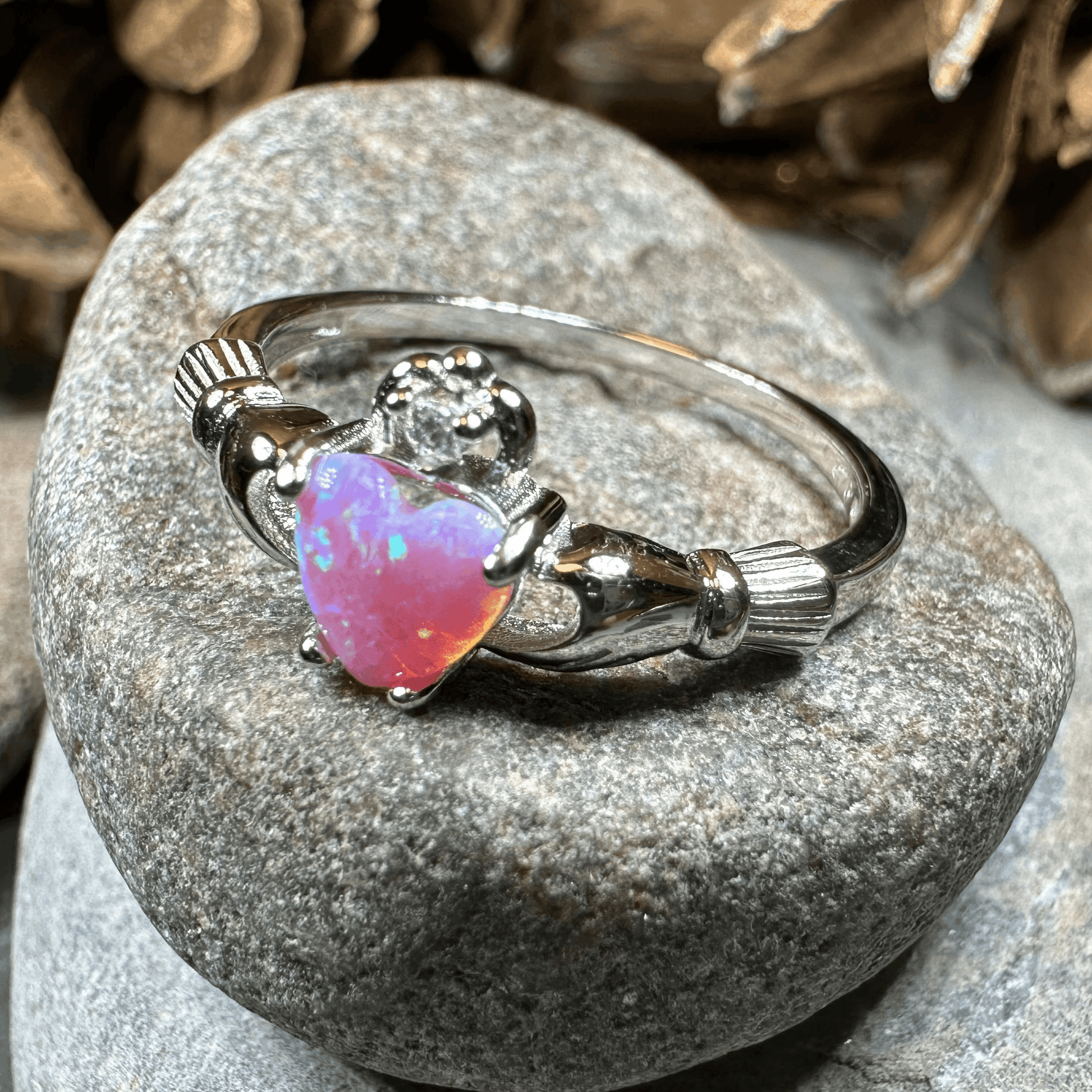 Glencora Claddagh Pink Opal Ring - 4