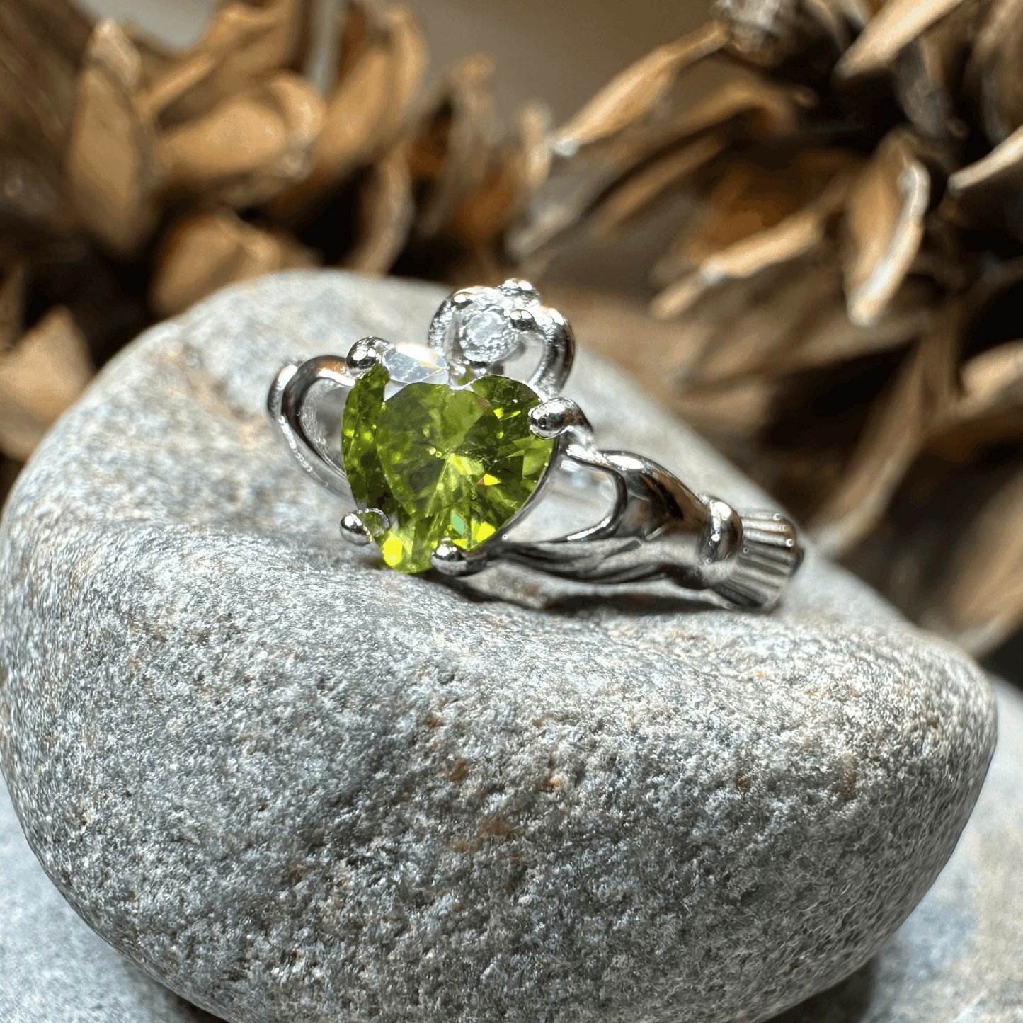 Peridot Green Claddagh Ring - 4