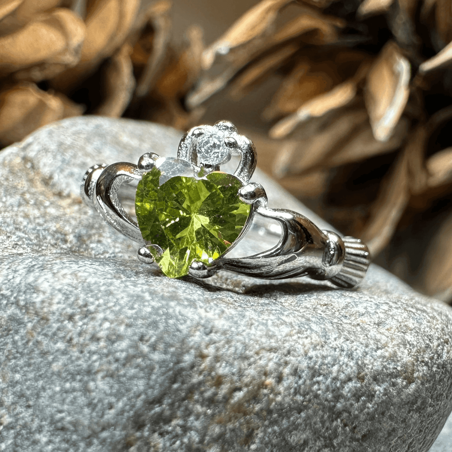Peridot Green Claddagh Ring - 4