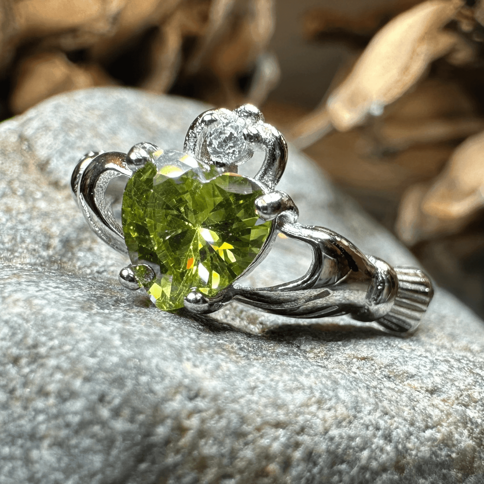 Peridot Green Claddagh Ring - 4