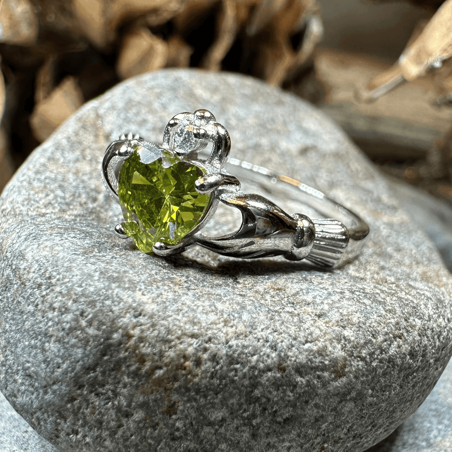 Peridot Green Claddagh Ring - 4