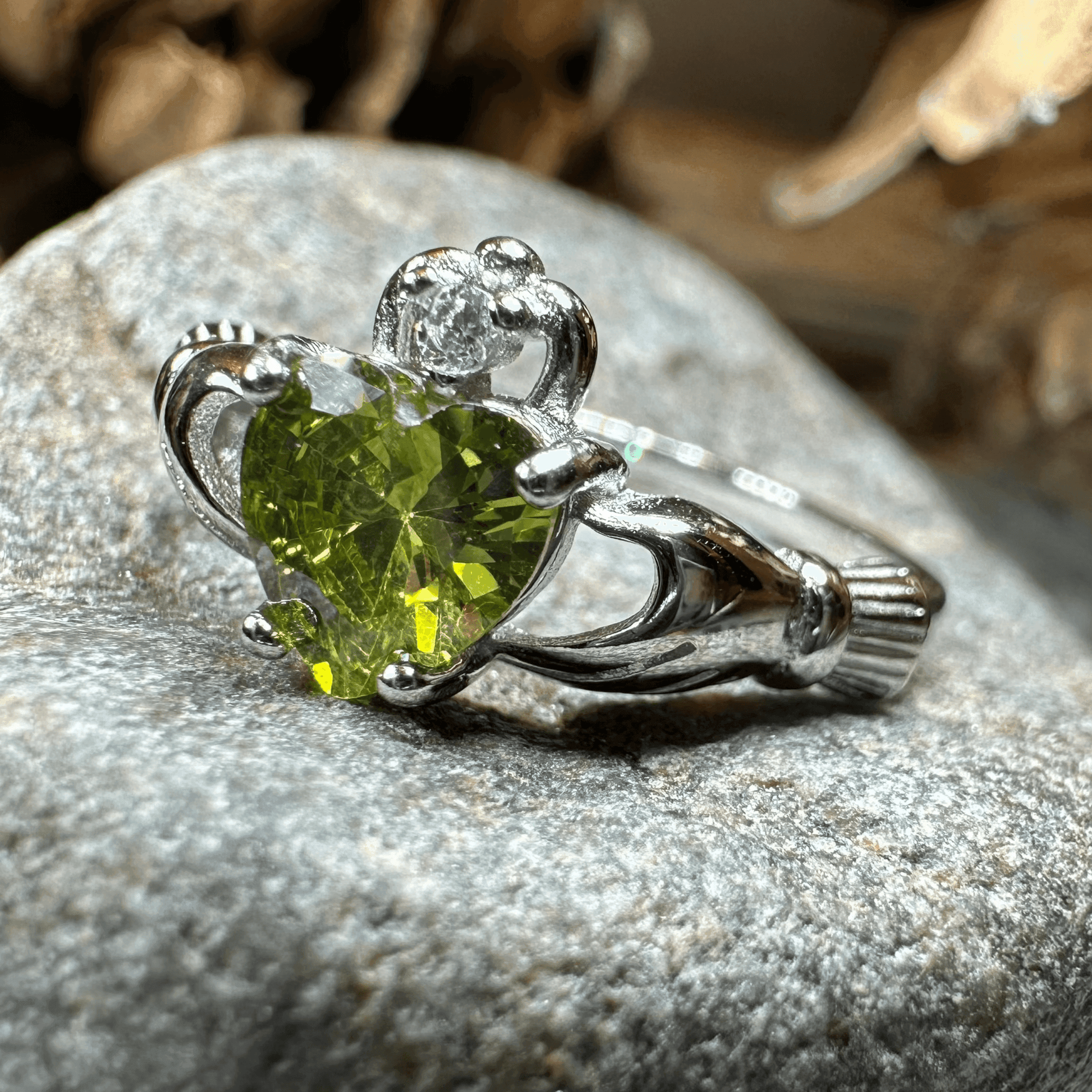 Peridot Green Claddagh Ring - 4