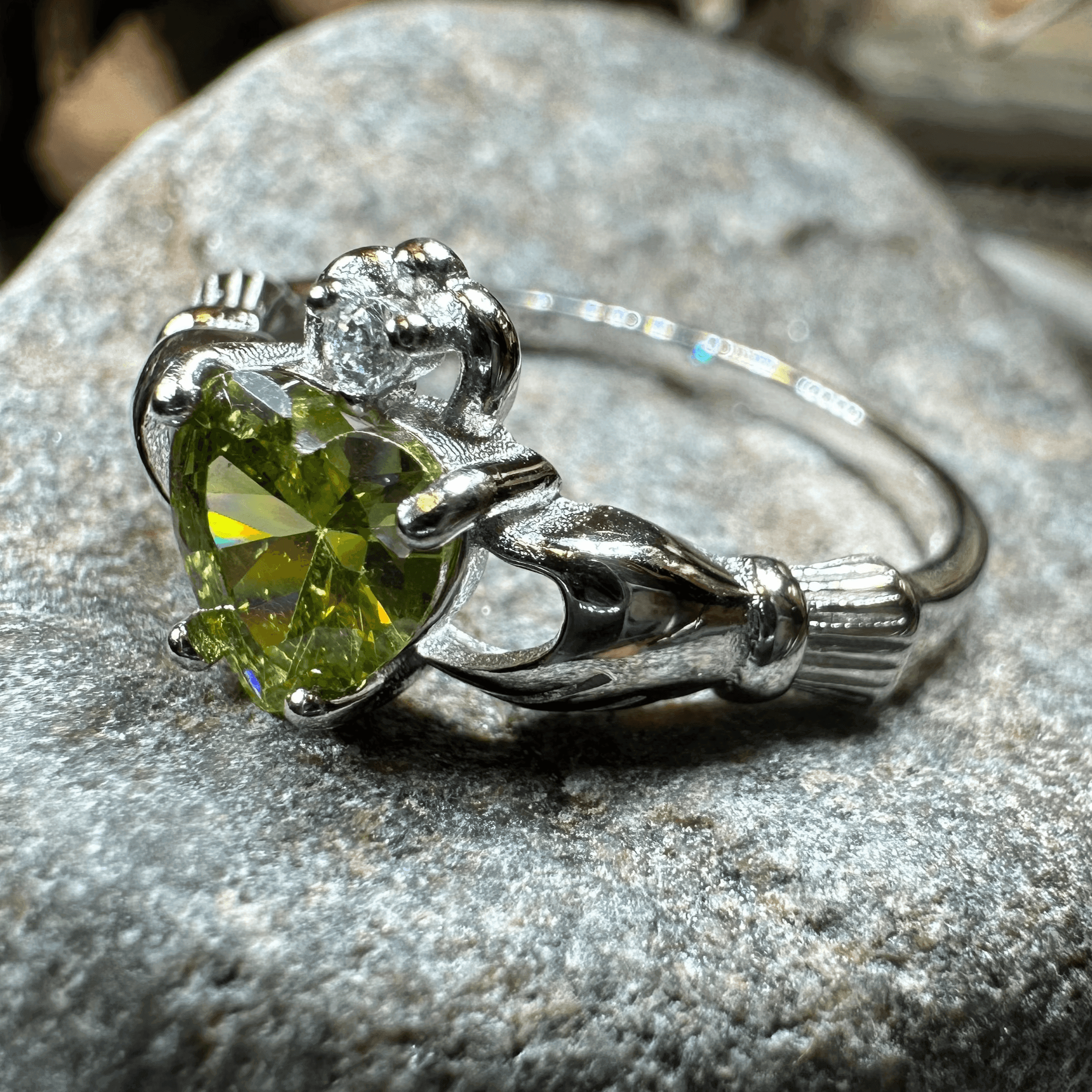 Peridot Green Claddagh Ring - 4