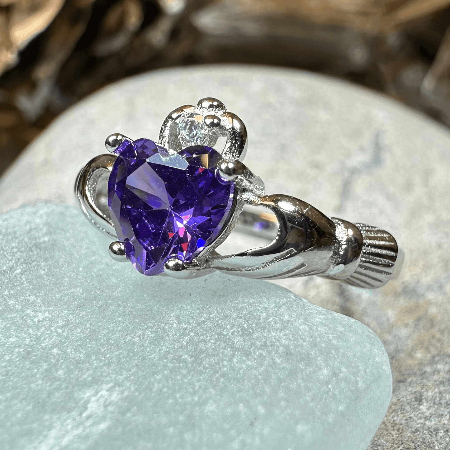 Purple Heart Claddagh Ring - 4
