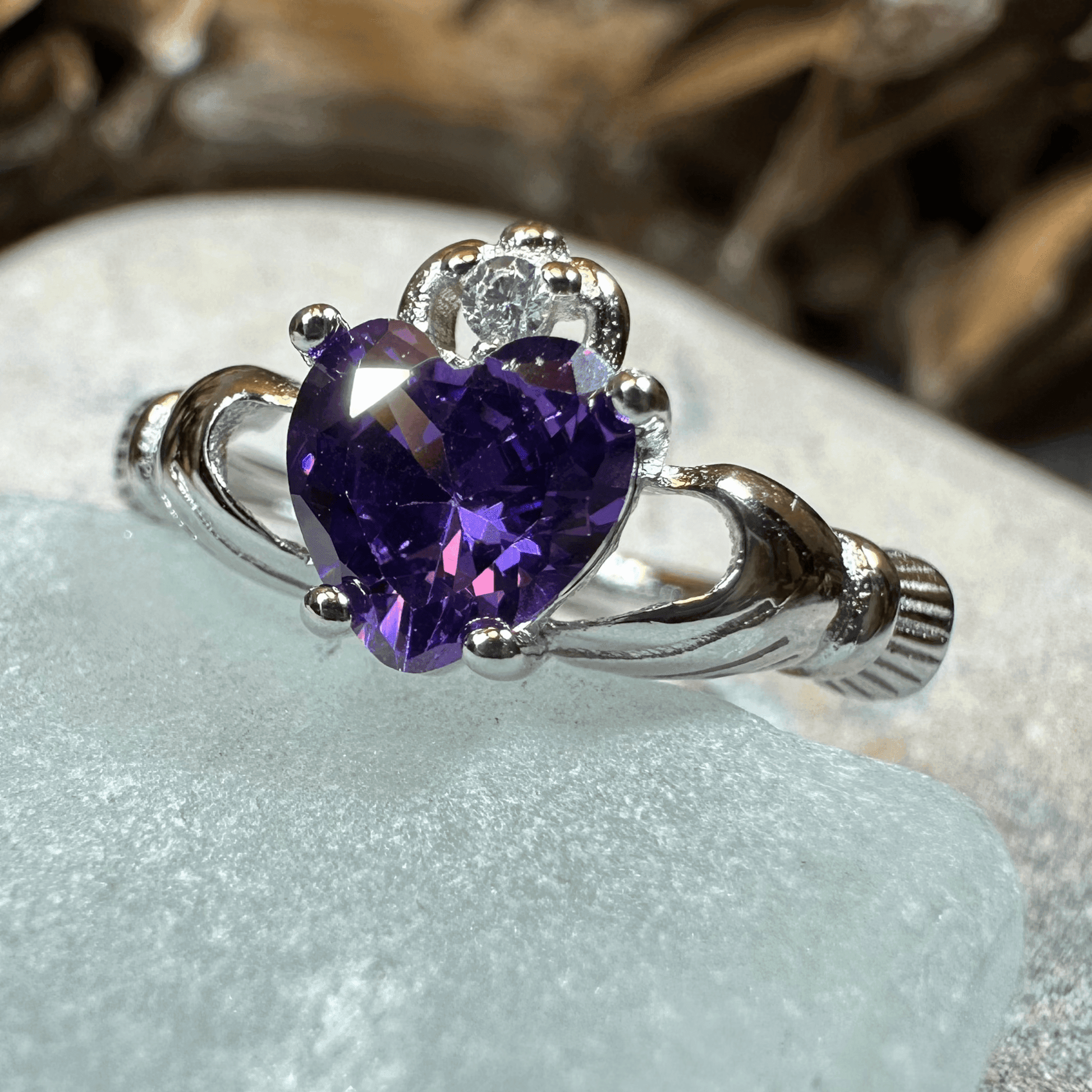 Purple Heart Claddagh Ring - 4