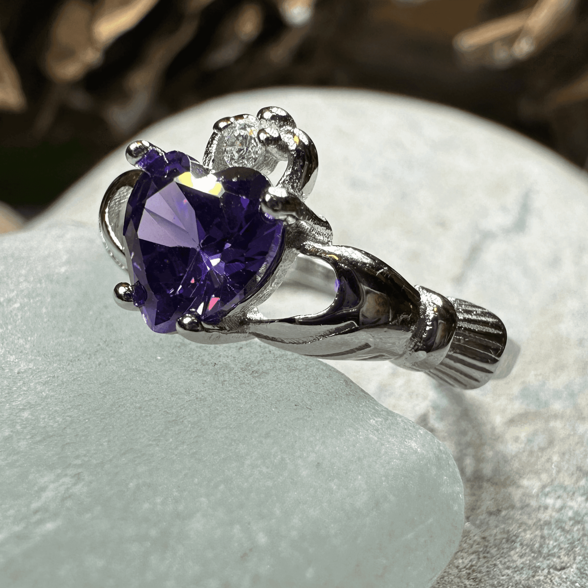 Purple Heart Claddagh Ring - 4