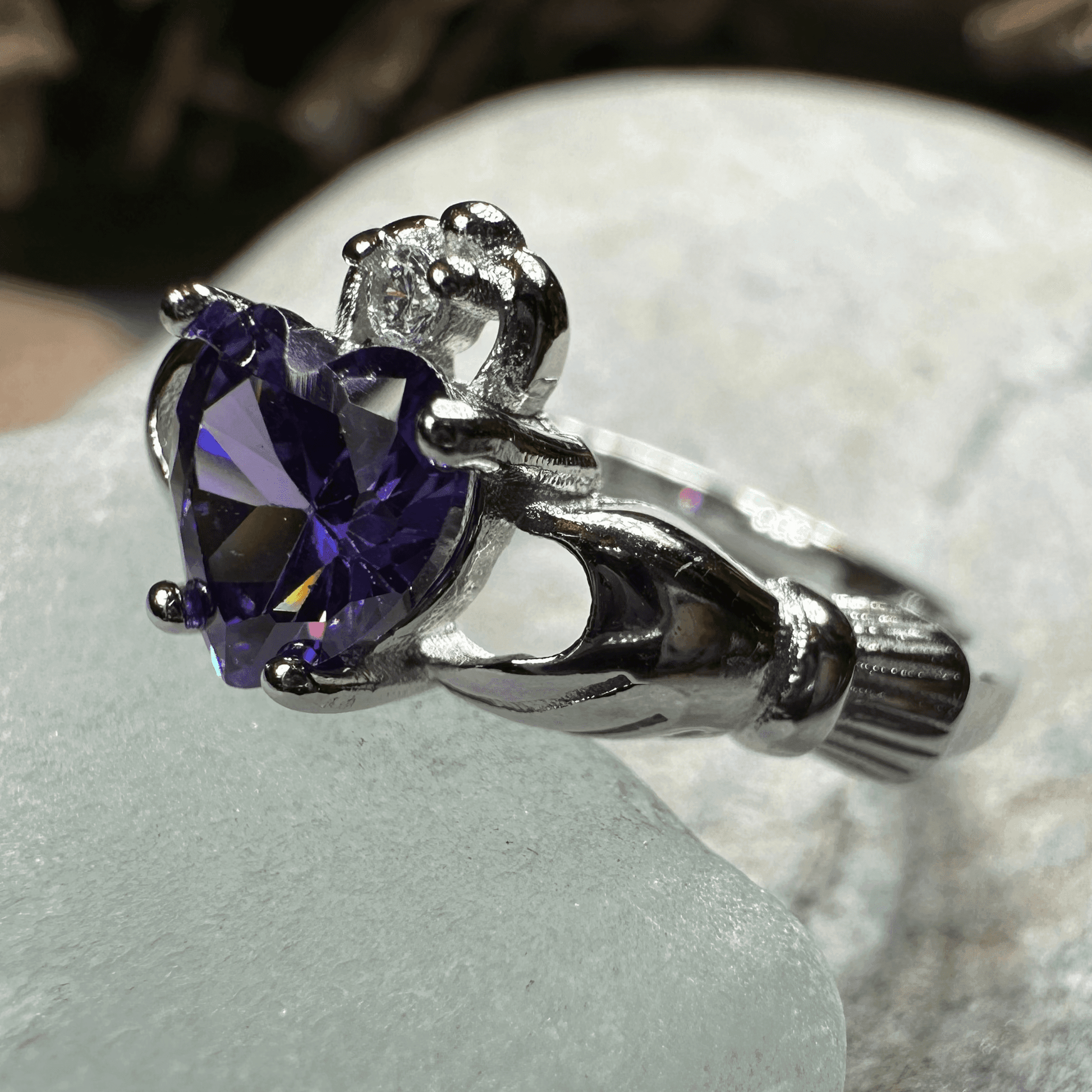 Purple Heart Claddagh Ring - 4
