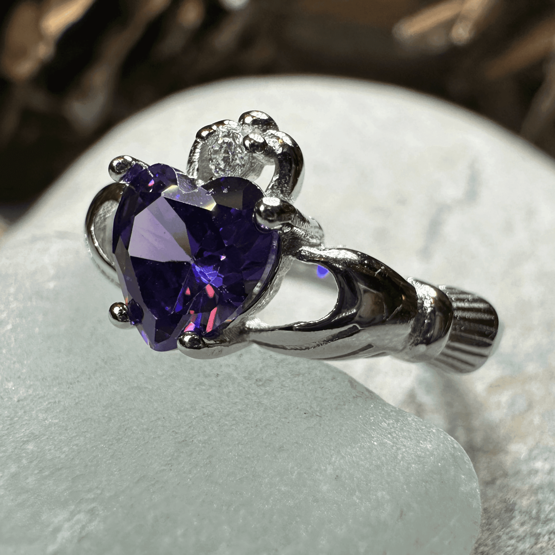 Purple Heart Claddagh Ring - 4