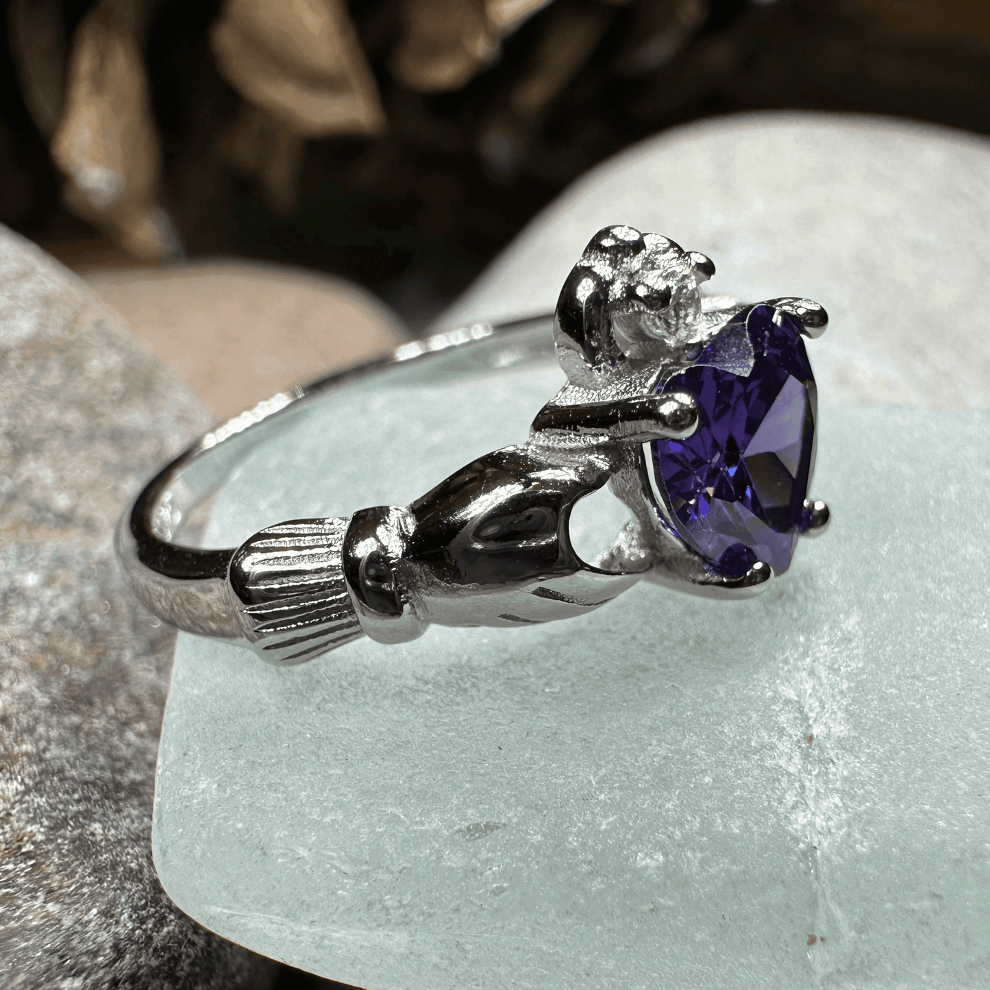 Purple Heart Claddagh Ring - 4