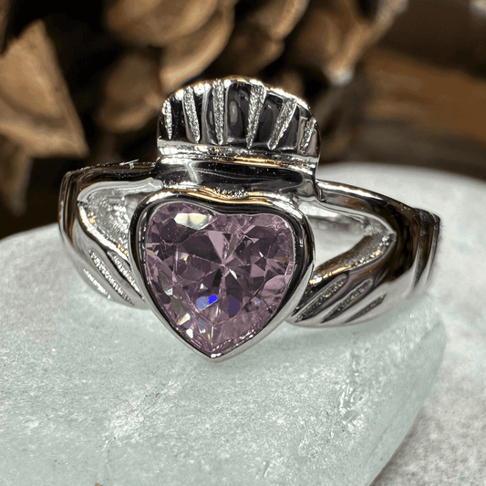 Pink Sapphire Claddagh Ring - 4