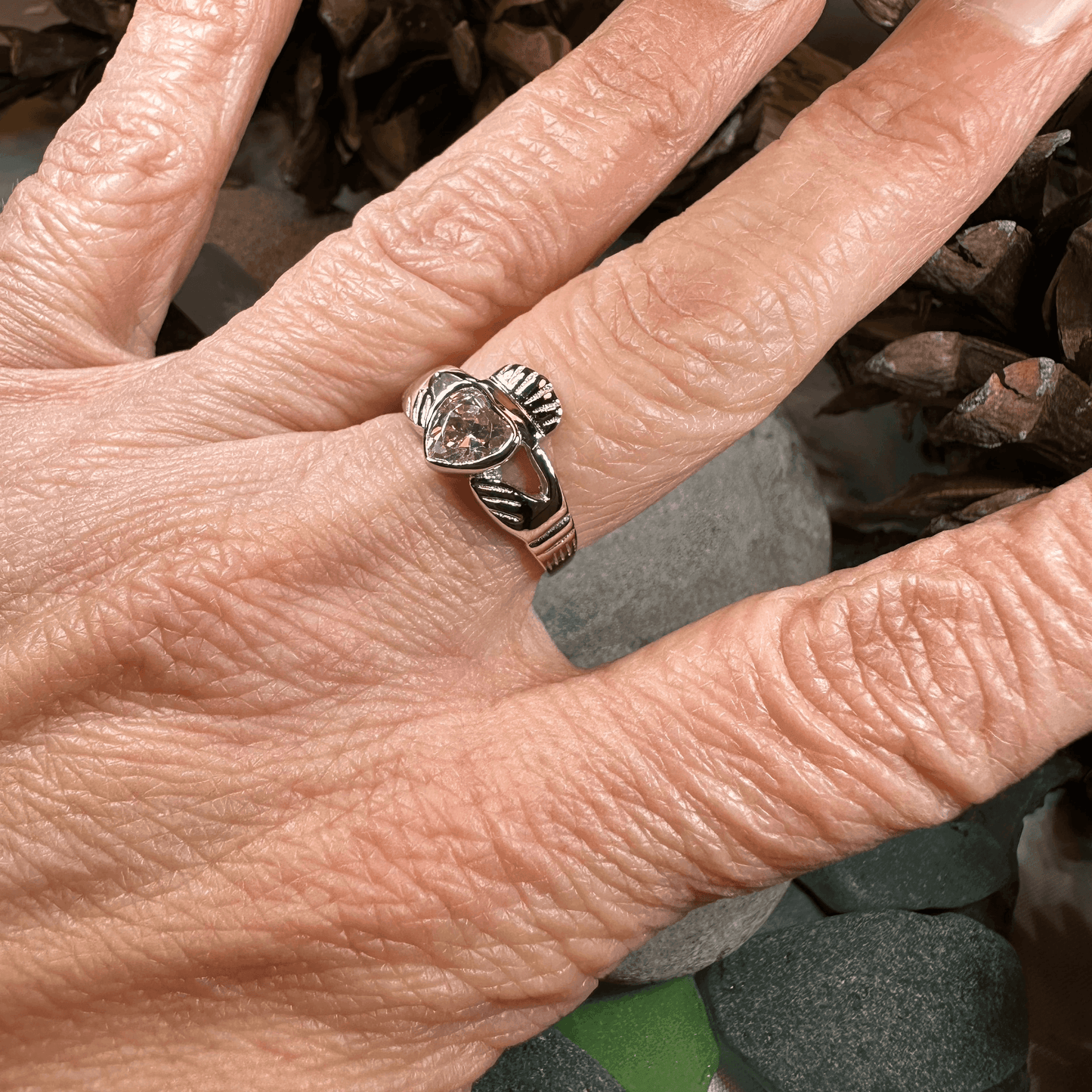 Pink Sapphire Claddagh Ring - 4