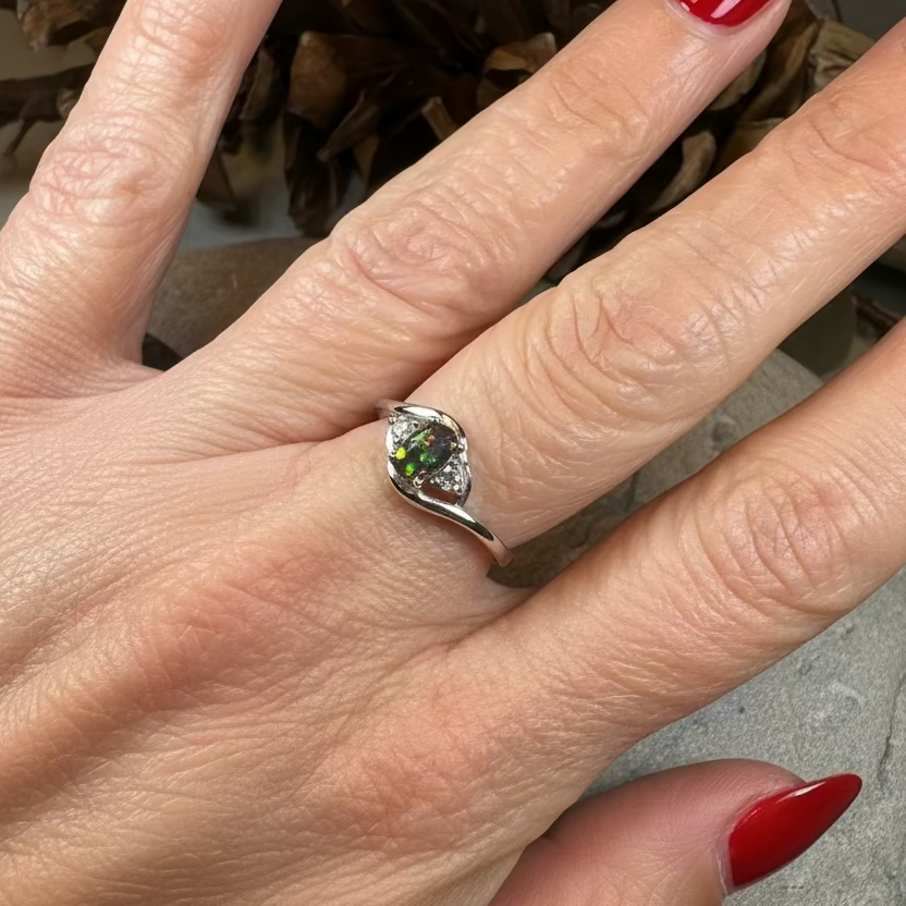 Nya Black Fire Opal Ring