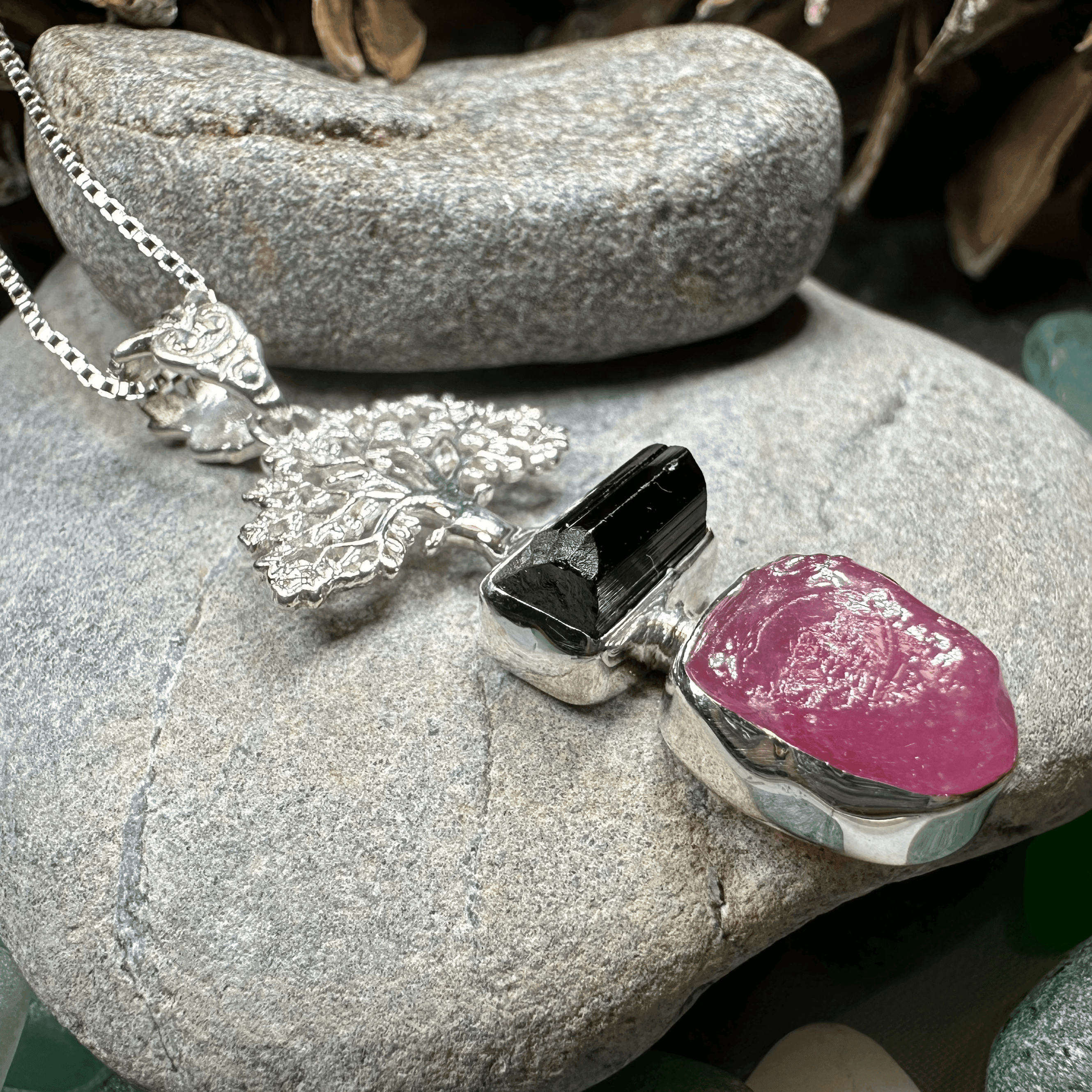 Tree of Life Gemstone Necklace - 18 / Garnet