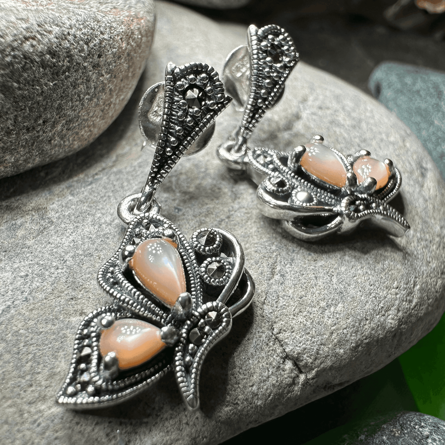 Summer Elegance Butterfly Earrings - Pink Mother of Pearl