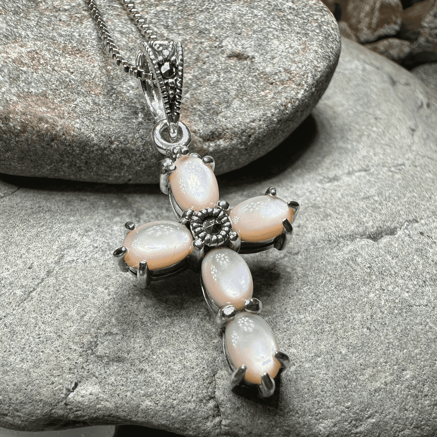 Killamery Cross Necklace - Green Agate