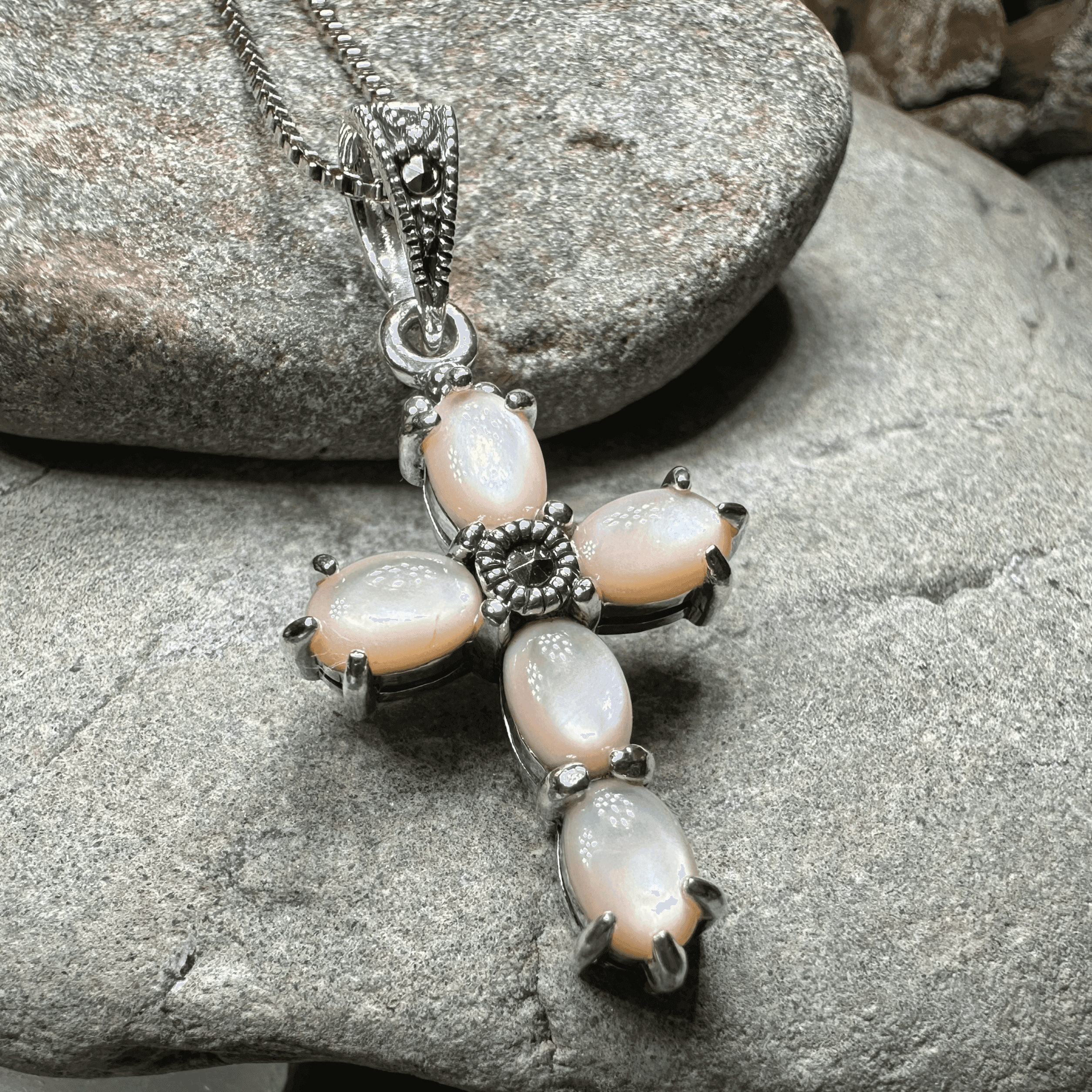Killamery Cross Necklace - Green Agate