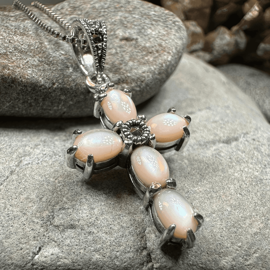 Killamery Cross Necklace - Pink Mother of Pearl