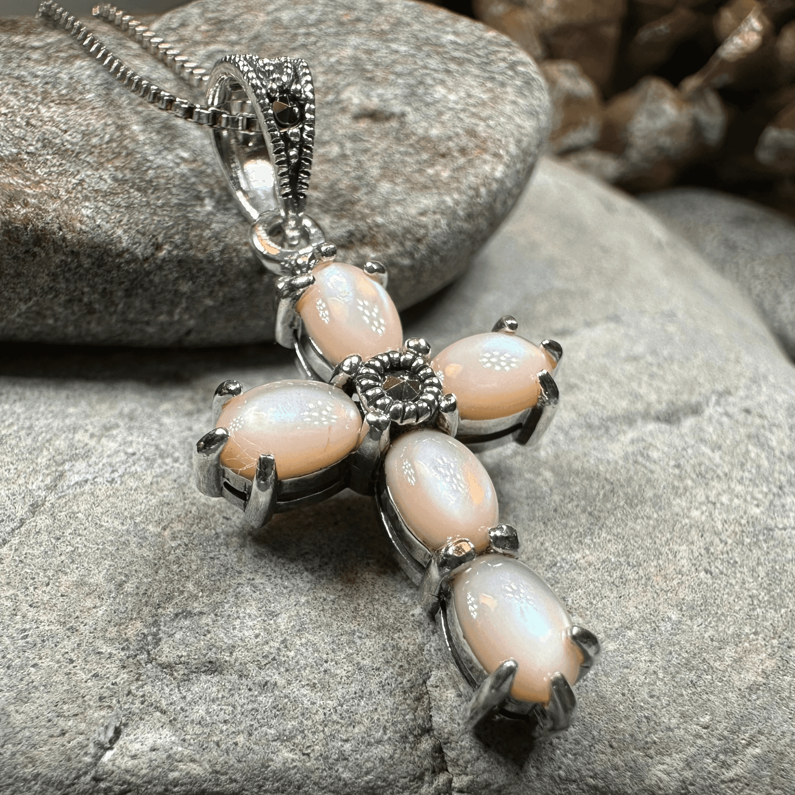 Killamery Cross Necklace - Pink Mother of Pearl