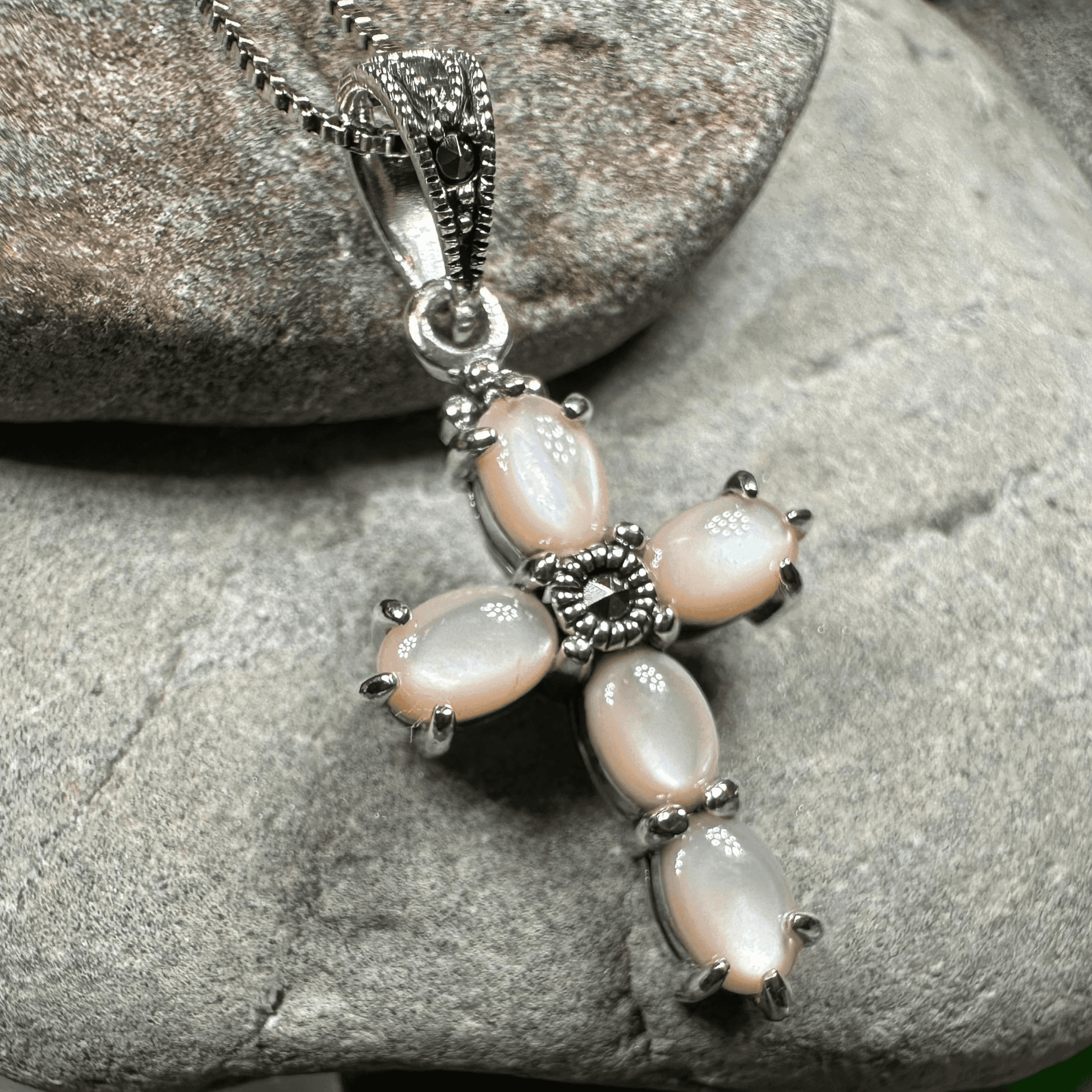 Killamery Cross Necklace - Green Agate