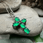 Killamery Cross Necklace - Green Agate
