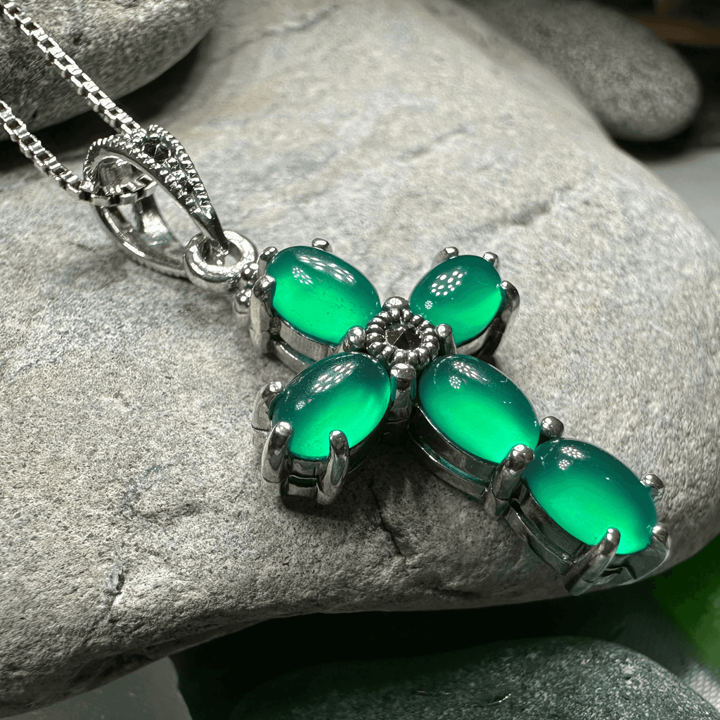 Killamery Cross Necklace - Green Agate