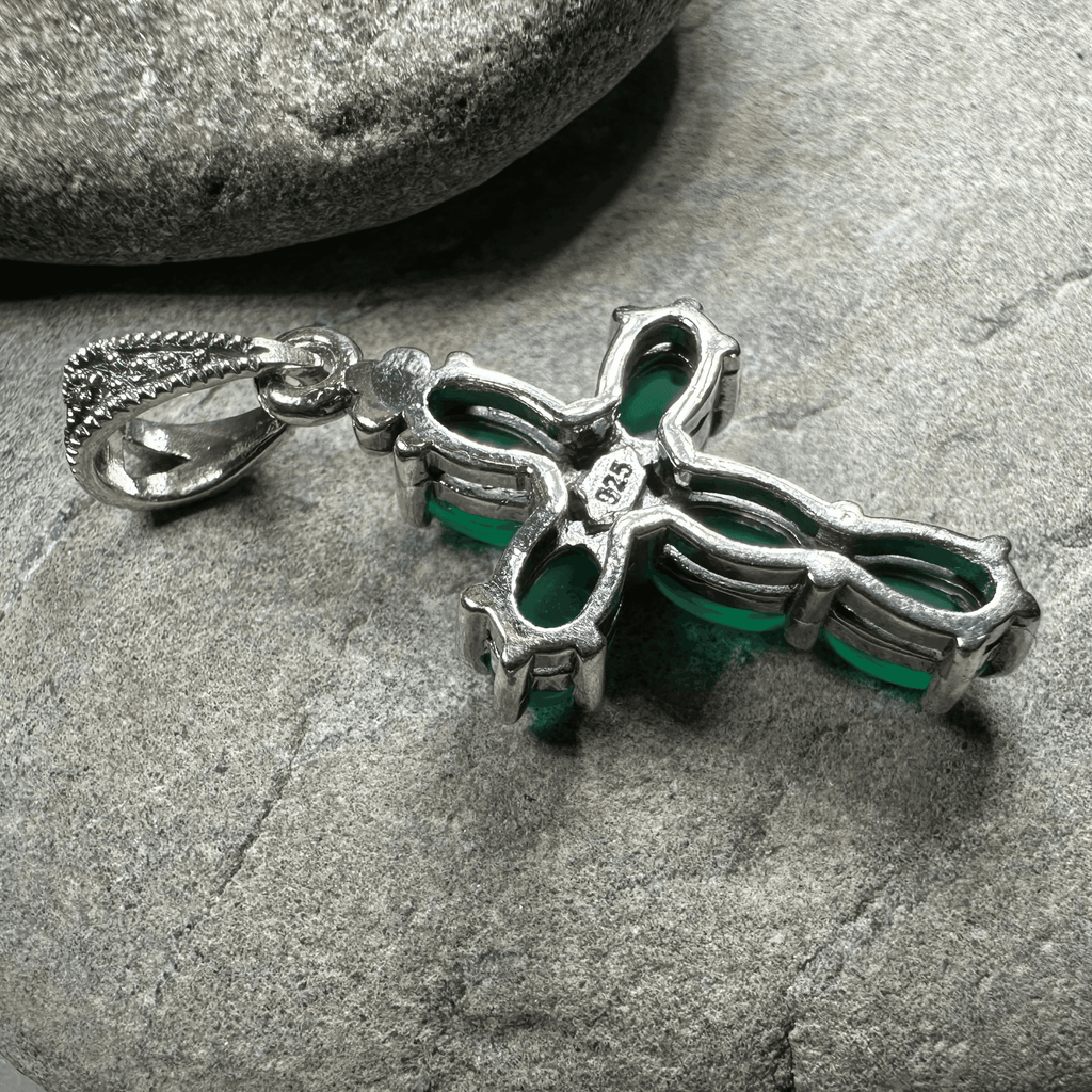Killamery Cross Necklace - Green Agate