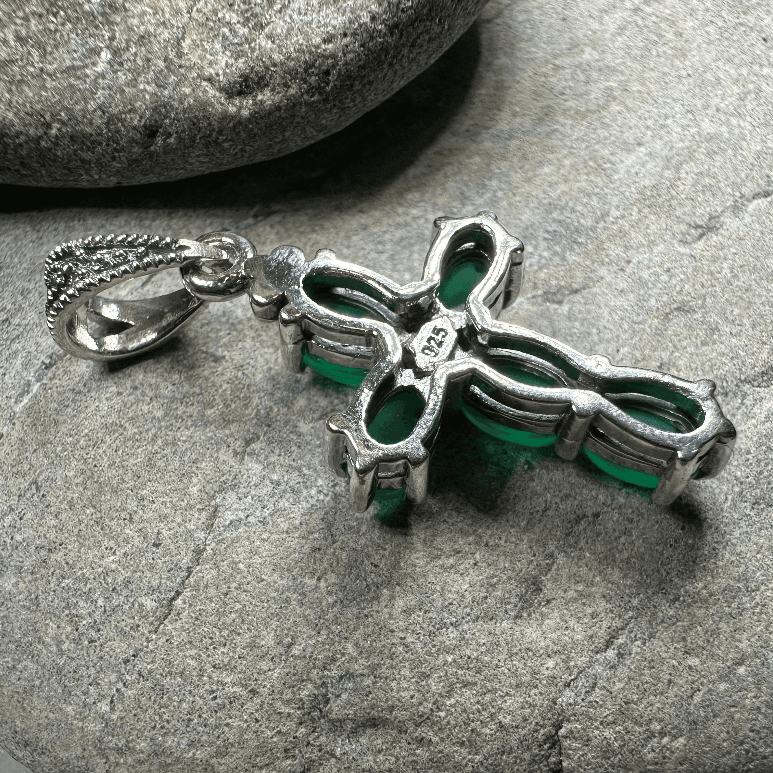 Killamery Cross Necklace - Green Agate