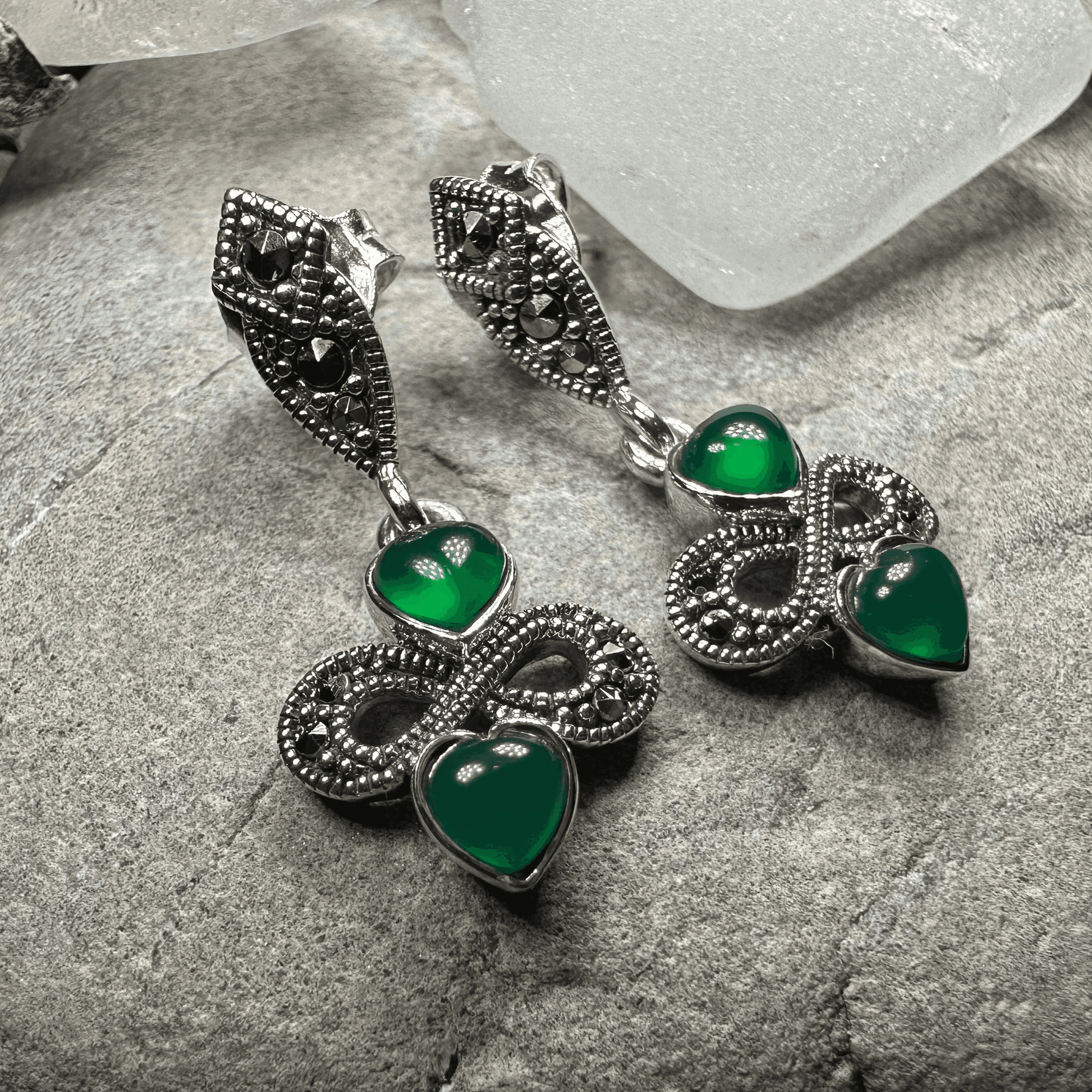 Infinity Knot Marcasite Post Earrings - 