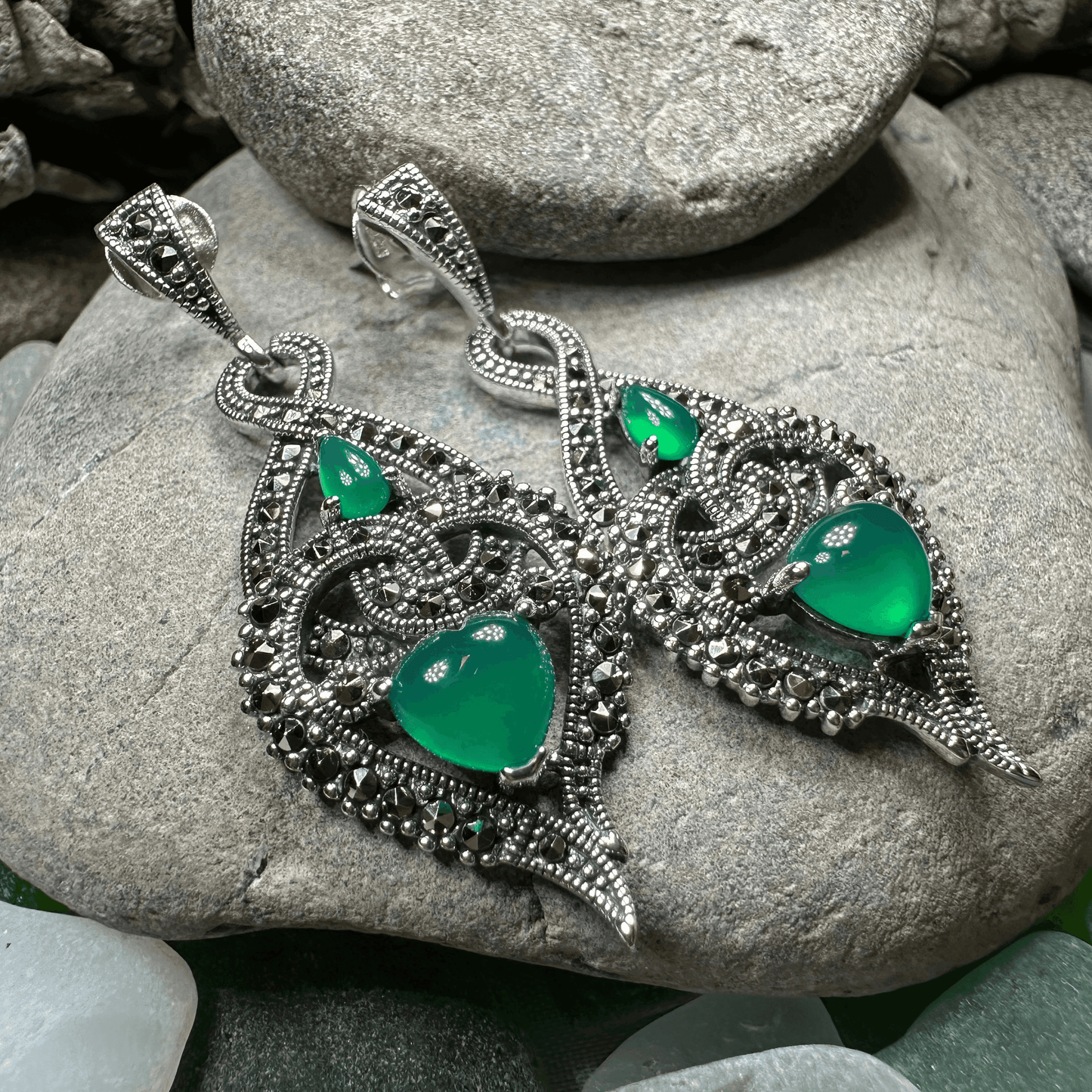 Larissa Love Knot Earrings - Green Agate