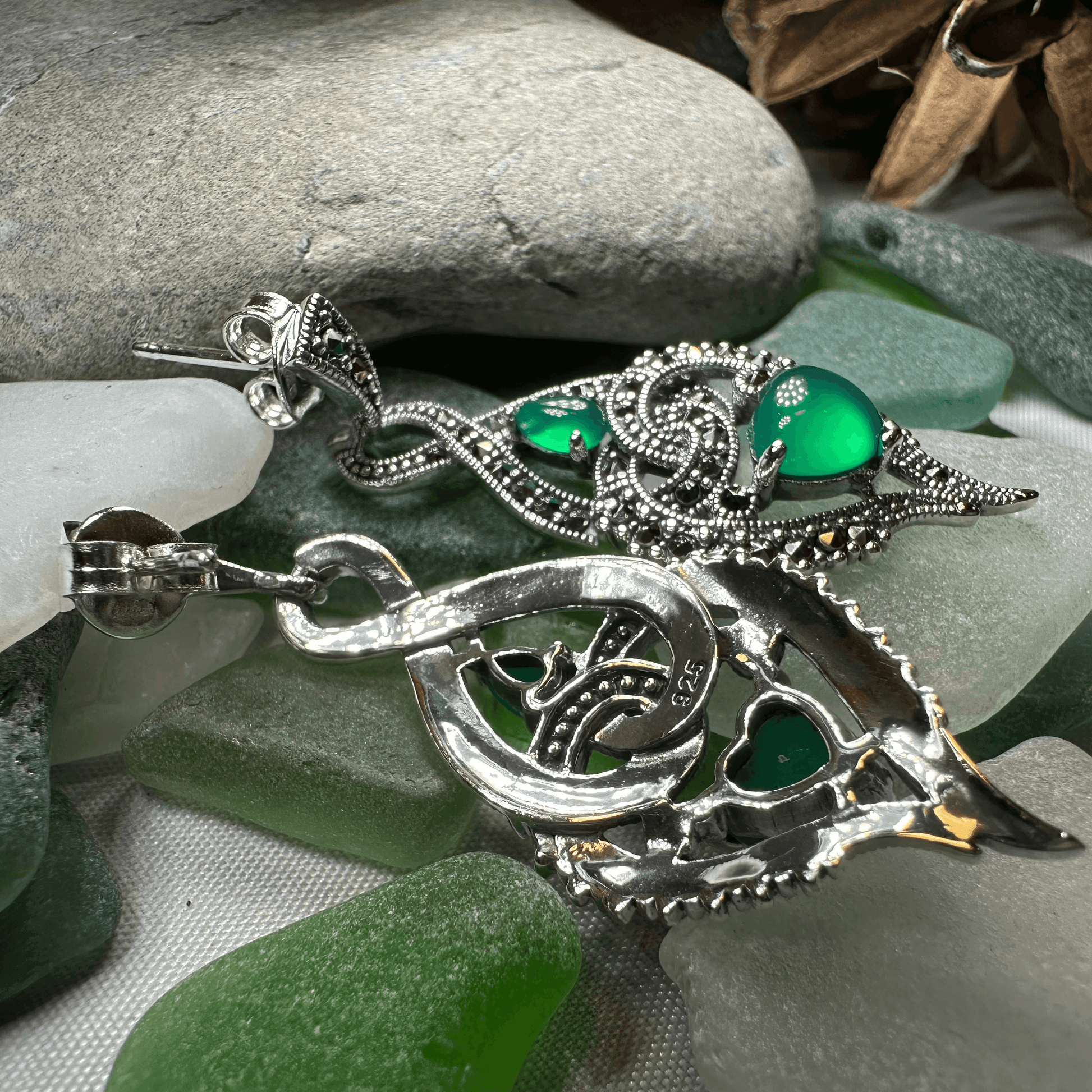 Larissa Love Knot Earrings - Green Agate