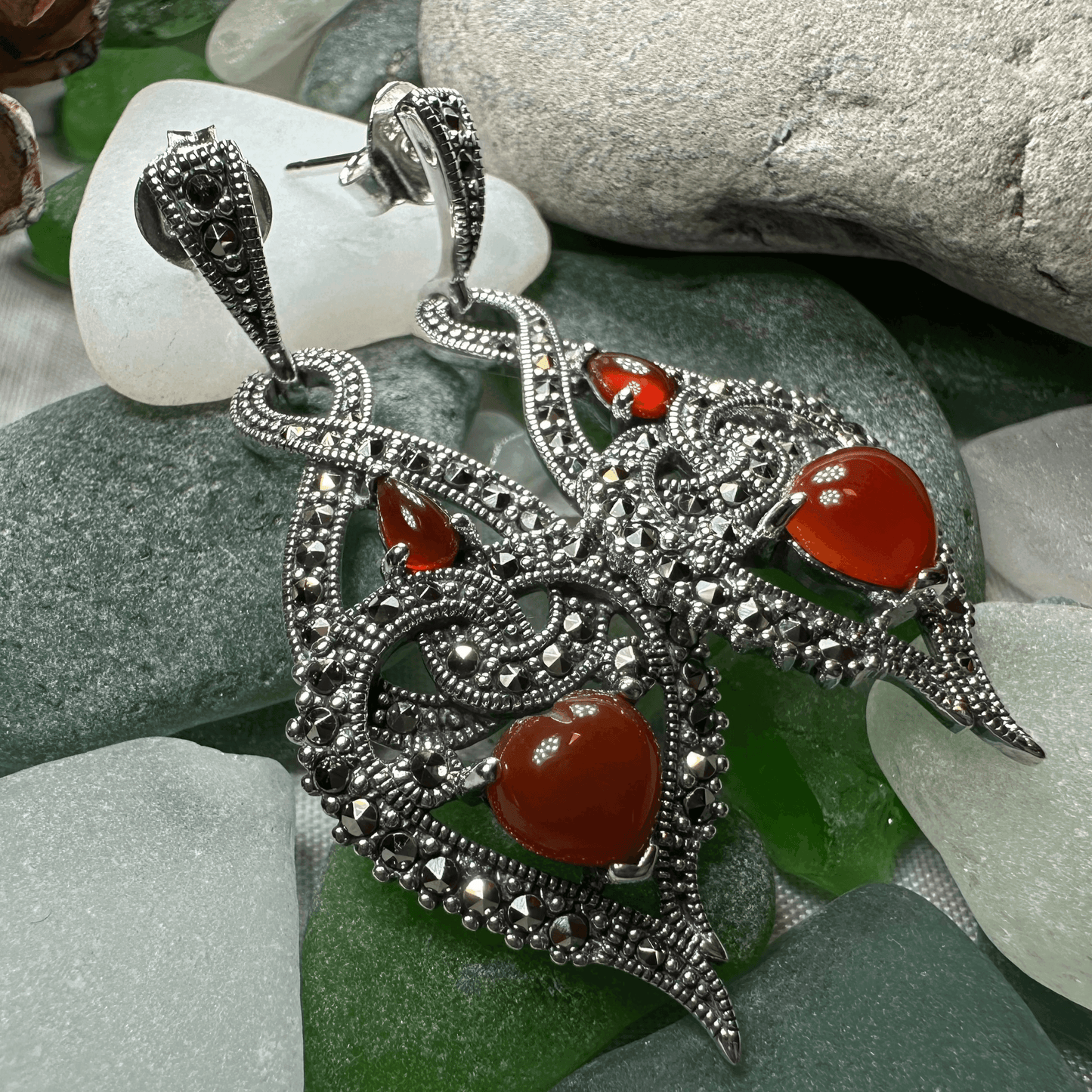 Larissa Love Knot Earrings - Green Agate