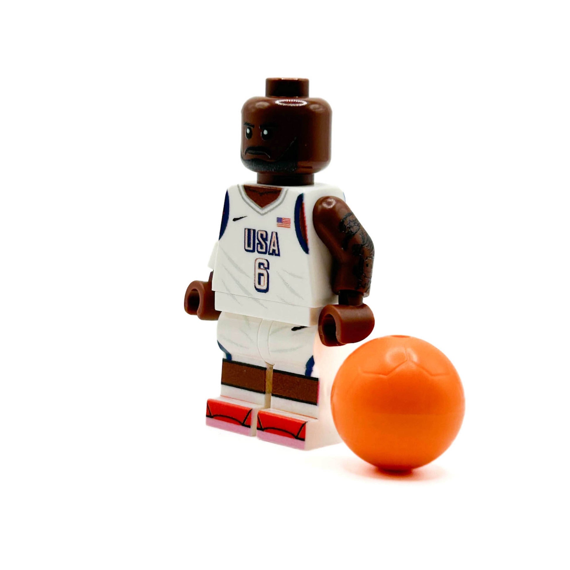 Lebron #6 USA Olympics (2024) Basketball Player Minifig made using LEGO parts - B3 Customs - 