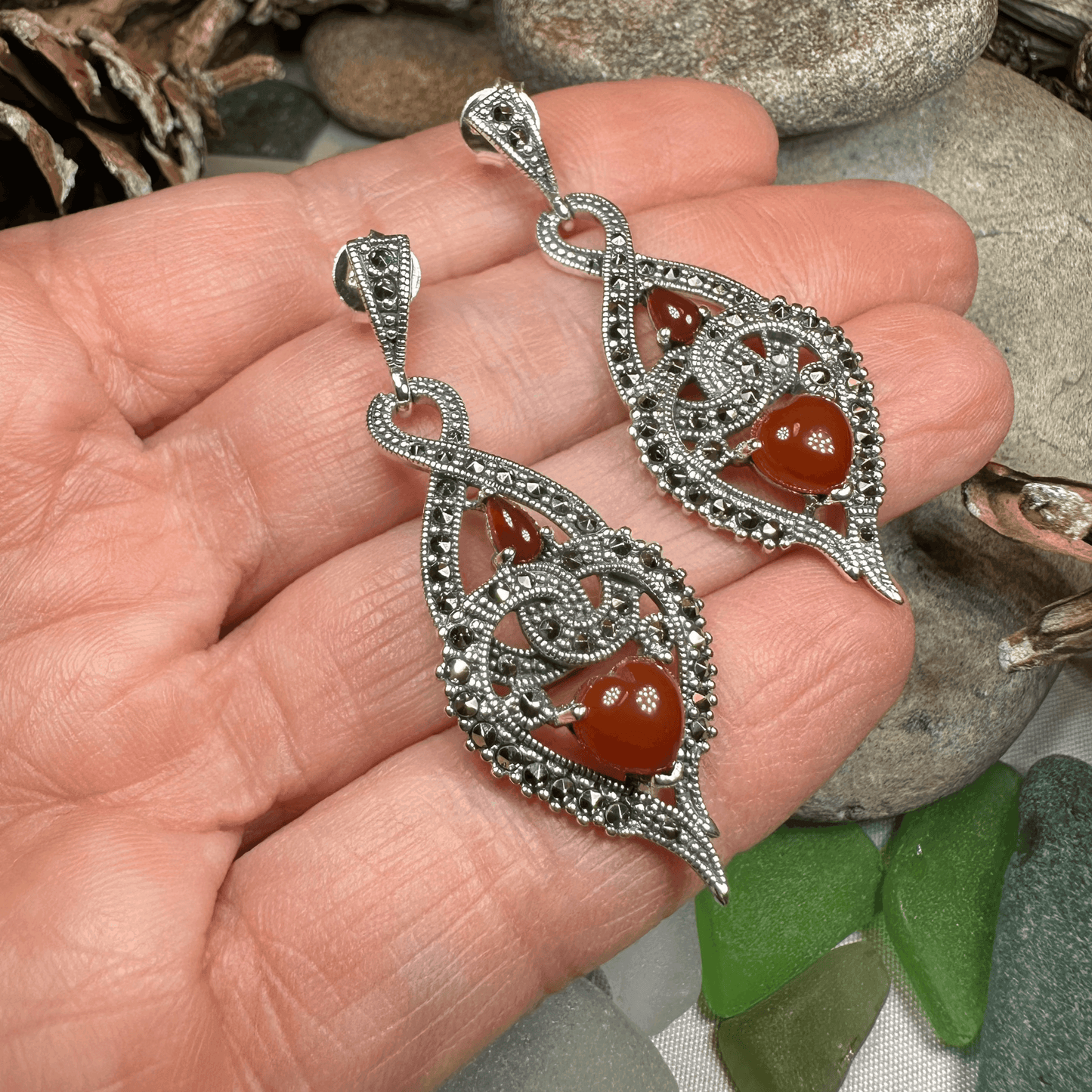 Larissa Love Knot Earrings - Green Agate