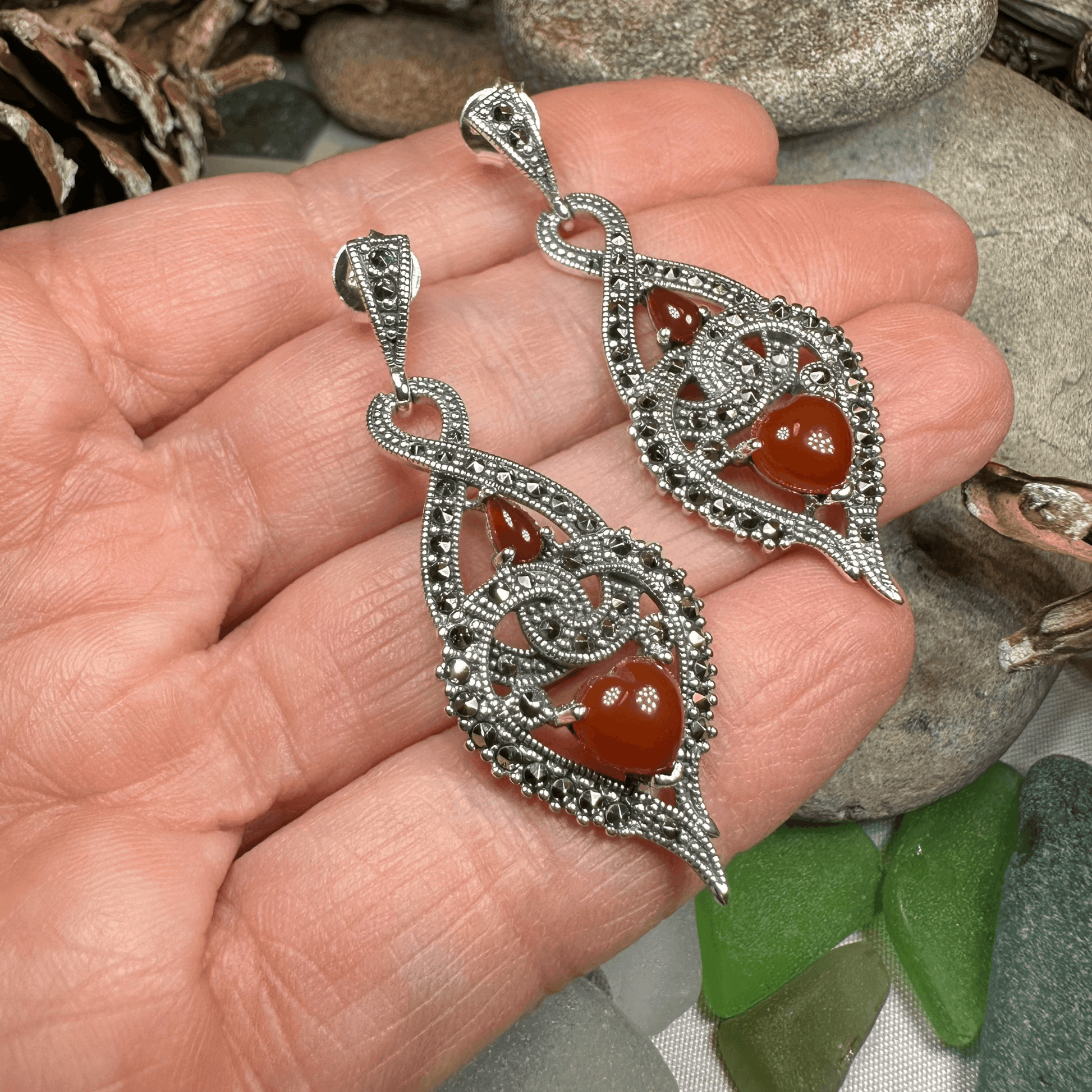 Larissa Love Knot Earrings - Green Agate