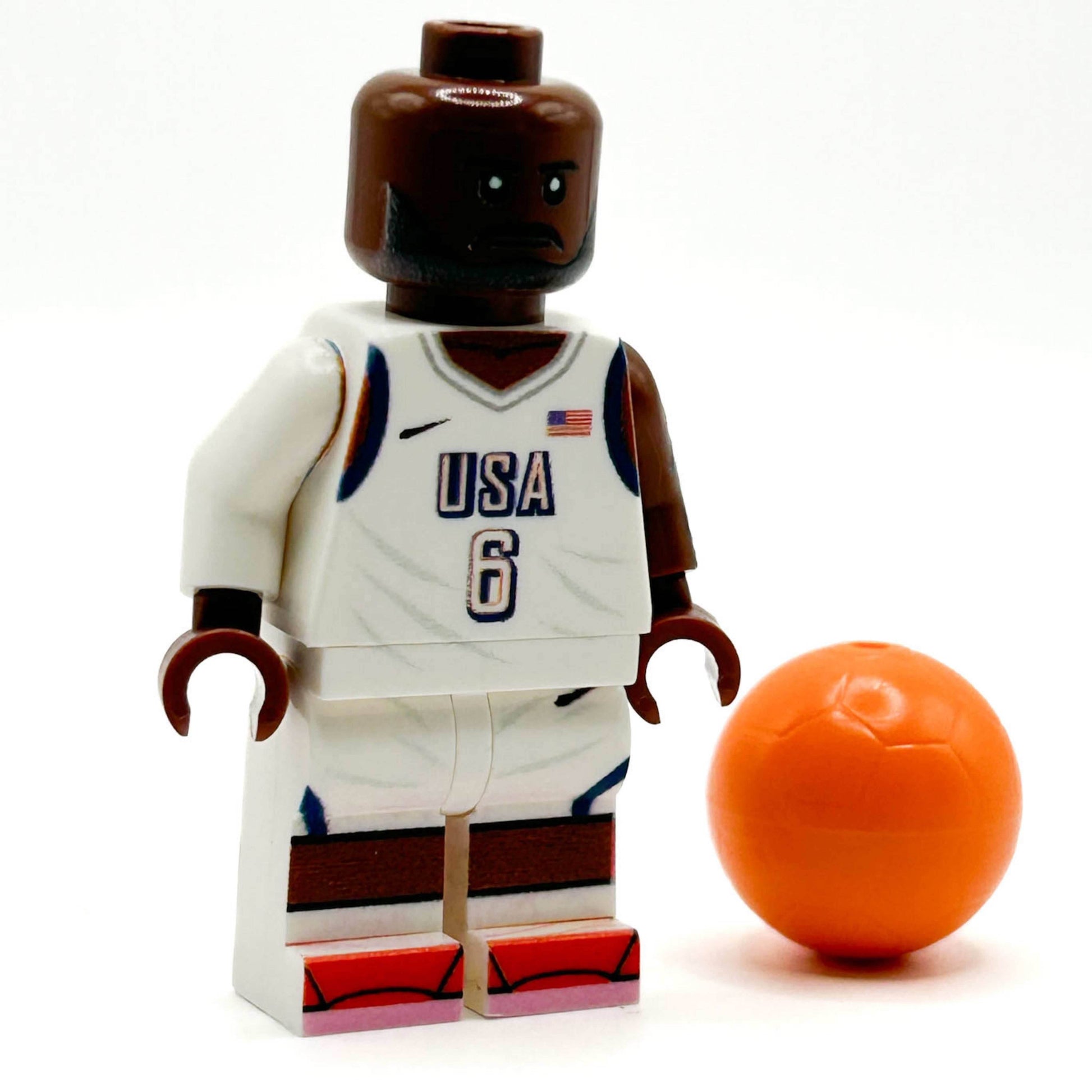 Lebron #6 USA Olympics (2024) Basketball Player Minifig made using LEGO parts - B3 Customs - 