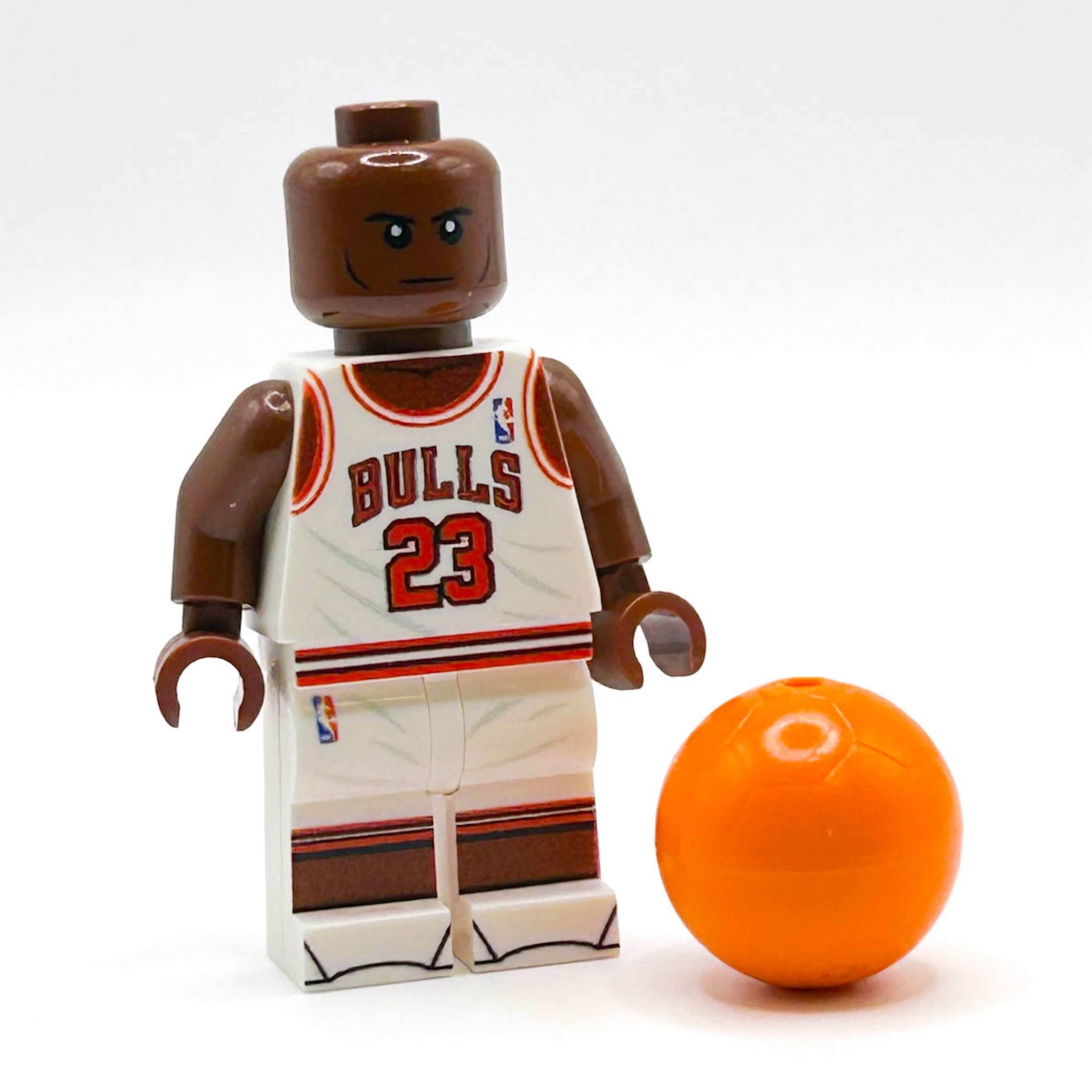 MJ #23 (White Jersey) Basketball Player Minifig made using LEGO parts - B3 Customs - 