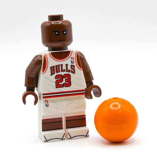MJ #23 (White Jersey) Basketball Player Minifig made using LEGO parts - B3 Customs - 