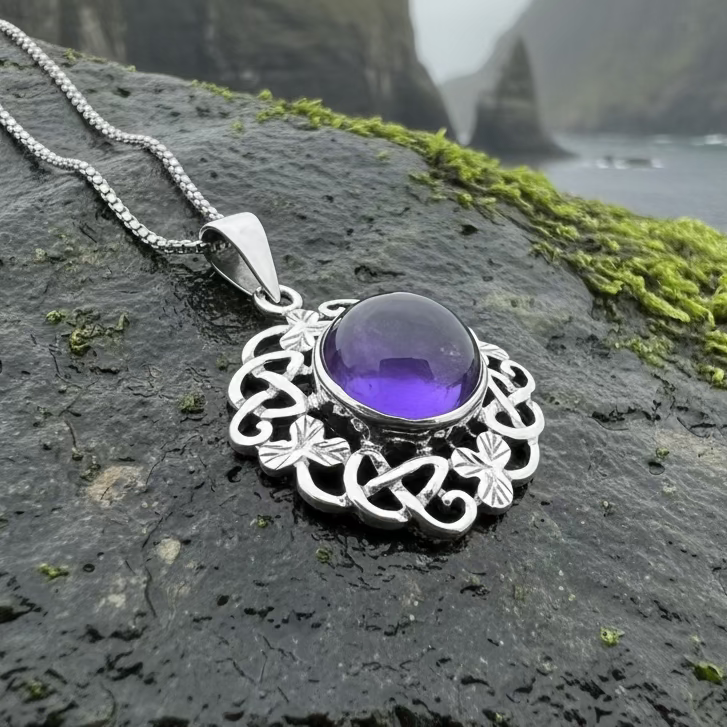 Elana Shamrock Amethyst Necklace